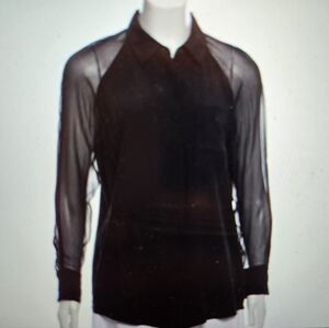 Equipment Black Silk Sheer Sleeve Blouse, EUC, Small